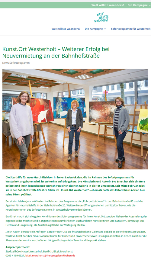 Kunstort Westerholt - Watt willste woanders, Eva Ernst, Kunst, Kultur Herten