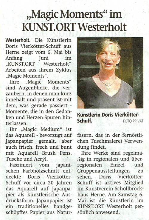 Ausstellung im KUNST.ORT Westerholt Doris Vierkötter-Schuff